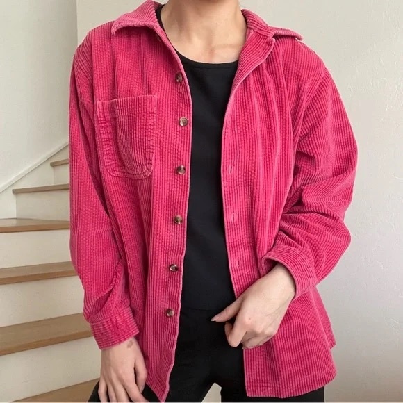 L.L. Bean Jackets & Blazers - Vintage L.L. Bean Women’s Corduroy Shirt Jacket shacket in Pink/red size small